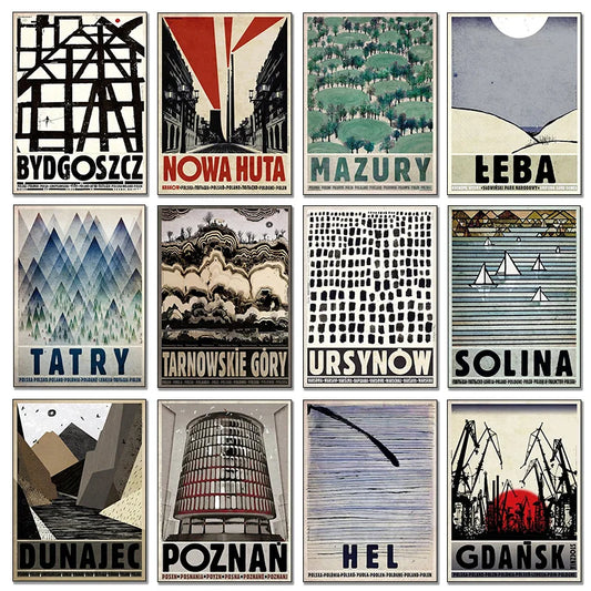 DecorBites™ Poland City Vintage Posters Canvas Prints
