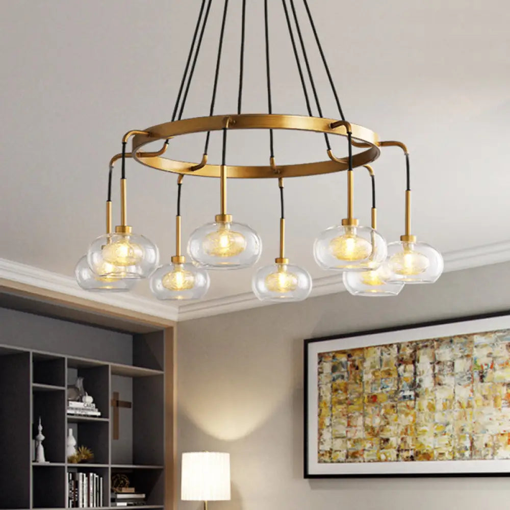 DecorBites™ Post-Modern Island Chandelier with Clear Glass and Gold Finish - 6/8 LED Lights and Canopy Options