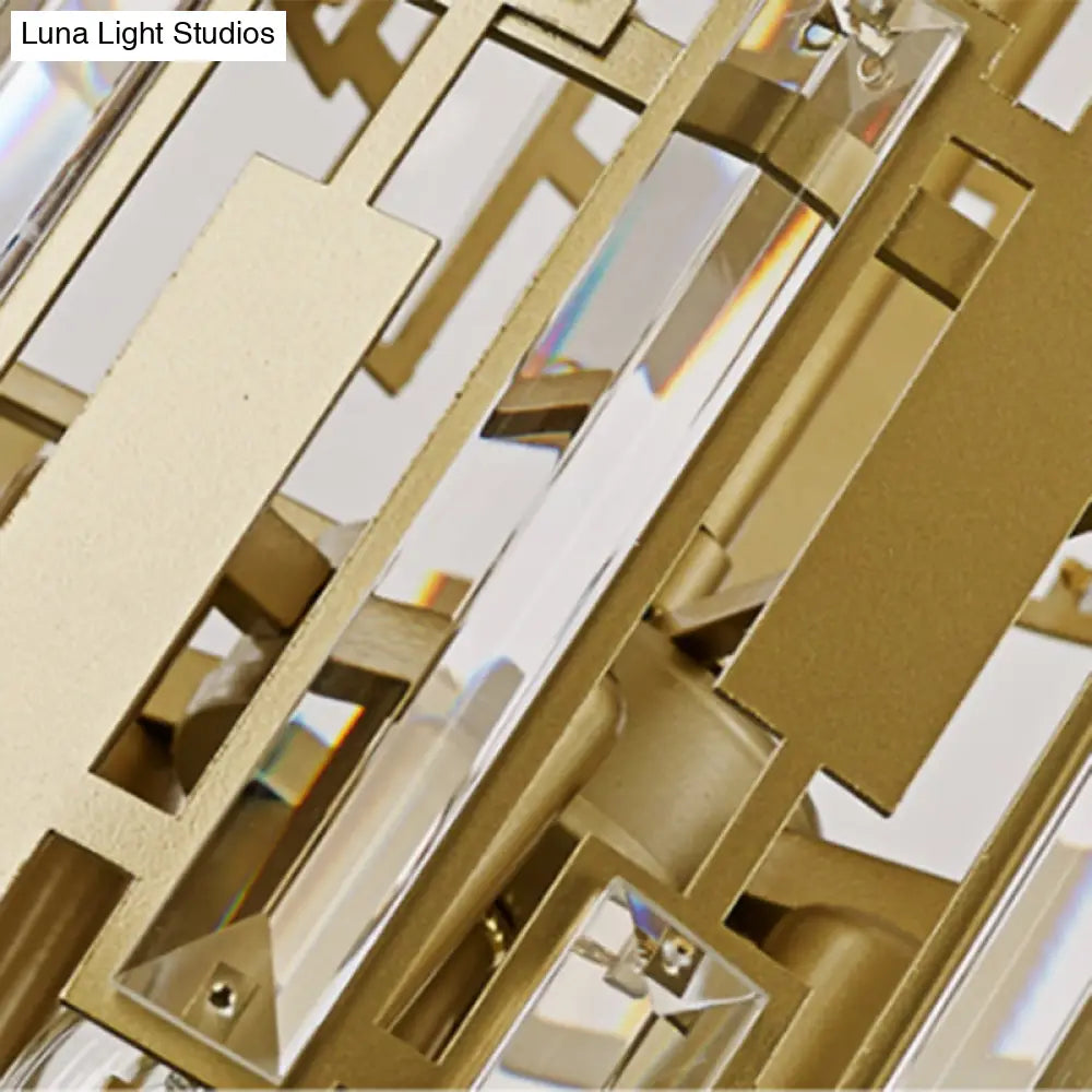 DecorBites™ Postmodern Crystal Block Wall Light Fixture: 1 Light Gold Wall Mount for Living Room