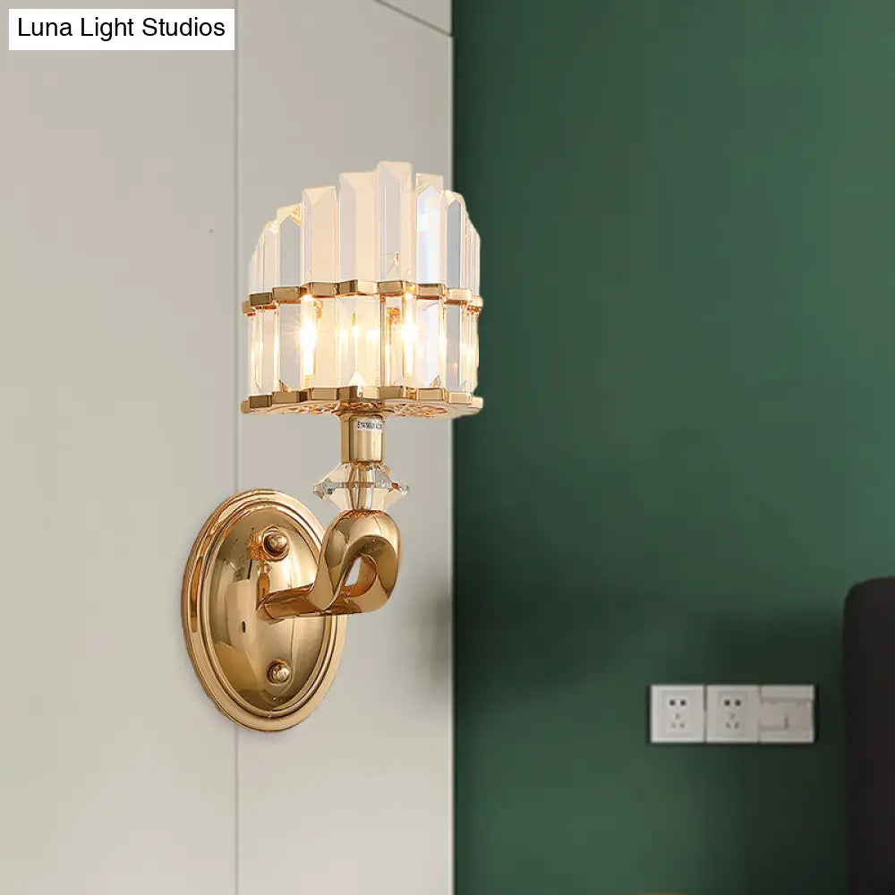 DecorBites™ Postmodern Tri-Sided Crystal Rod Wall Light in Gold - Half-Shade, 1 Head, Wall Mounted Lamp