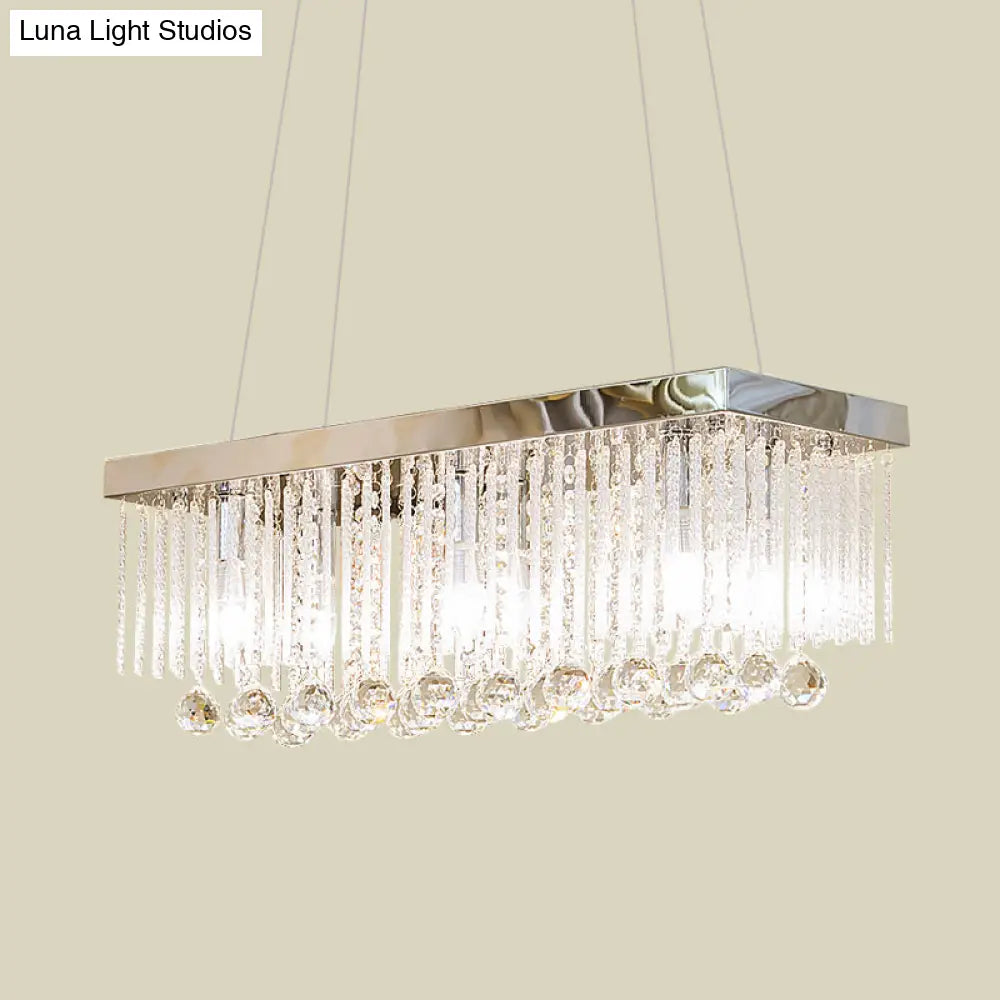 DecorBites™ Simple Chrome Pendant Lighting with 4 Clear Glass Rods for Kitchen Island