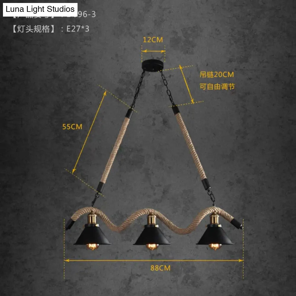 DecorBites™ Simple retro led chandelier Nordic hemp rope cafe chandelier modern novelty American bar restaurant chandelier ceiling