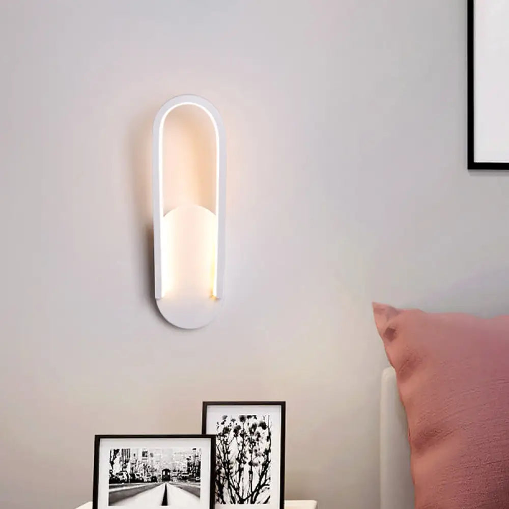 DecorBites™ Sleek Black/White Sloped Half-Oblong Sconce Minimalist Acrylic LED Wall Light in Warm/White - Perfect for Parlor