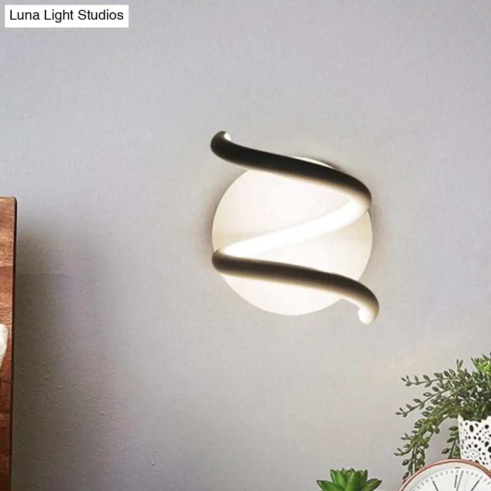 DecorBites™ Sleek LED White Wall Sconce: Acrylic Spiral Light Fixture with Minimalist Design