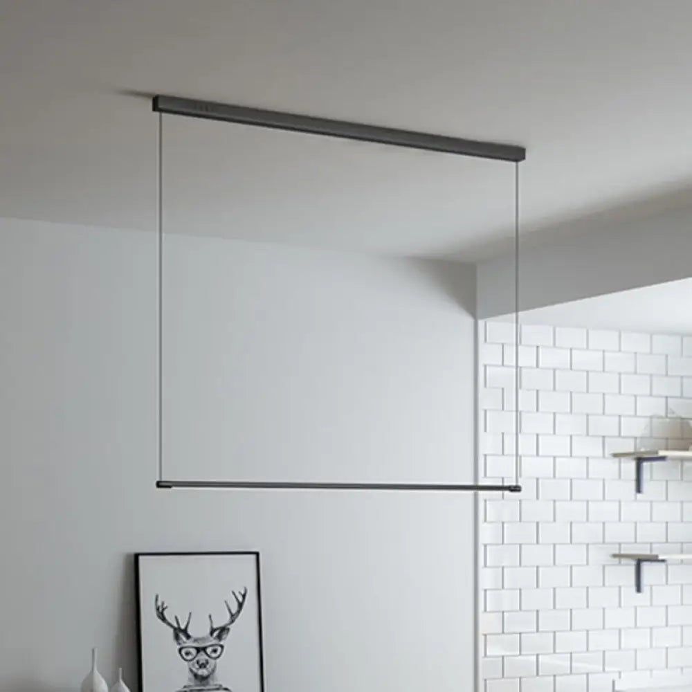 DecorBites™ Sleek Metal Black LED Pendant Lamp for Stylish Island Table