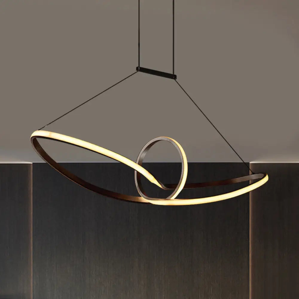 DecorBites™ Sleek Metal Island Pendant with LED Suspension Lighting in Black/White for Warm/White Light