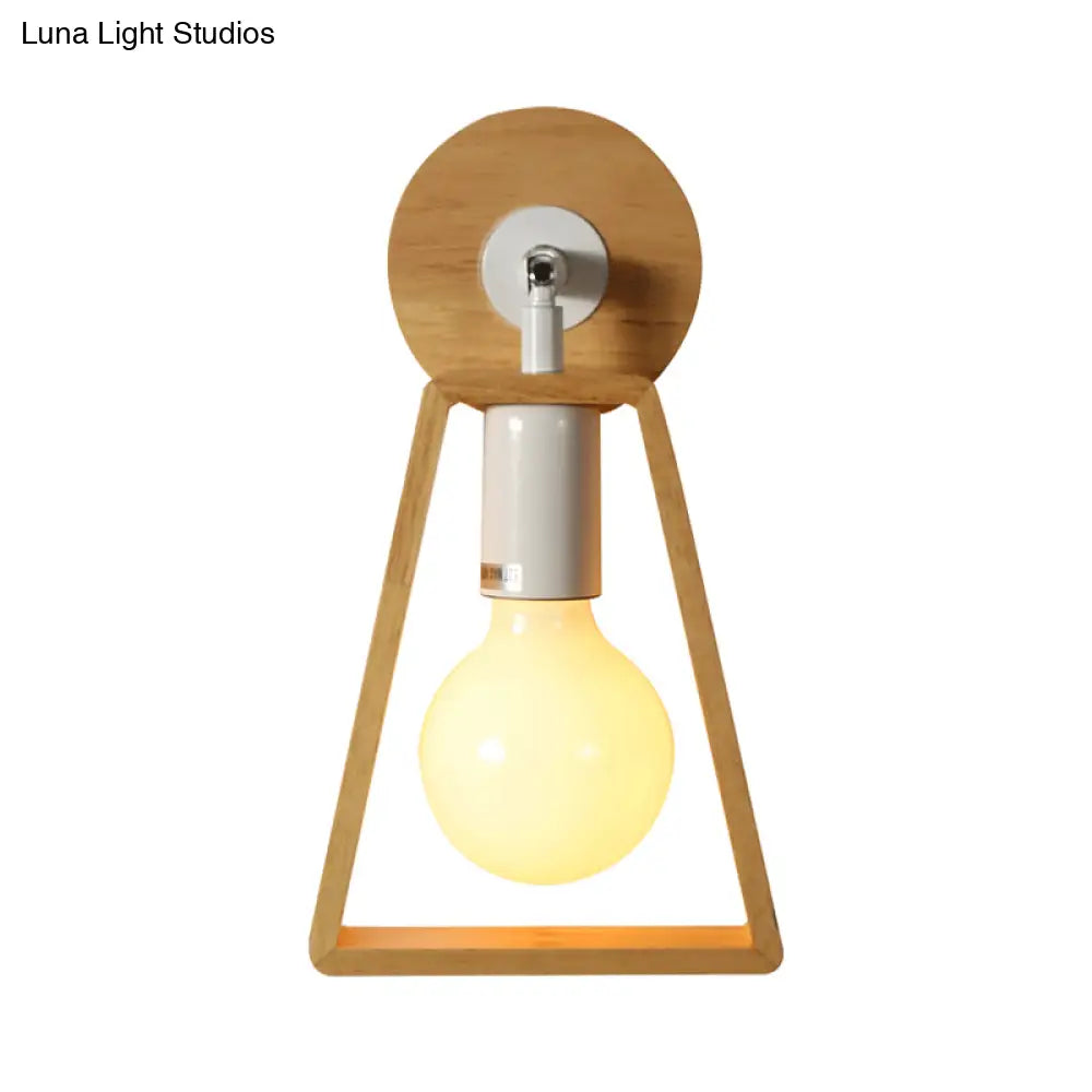 DecorBites™ Sleek Wood Wall Lamp with Exposed Bulb: Rotatable Sconce for Bedside or Ideas with Trapezoid Frame