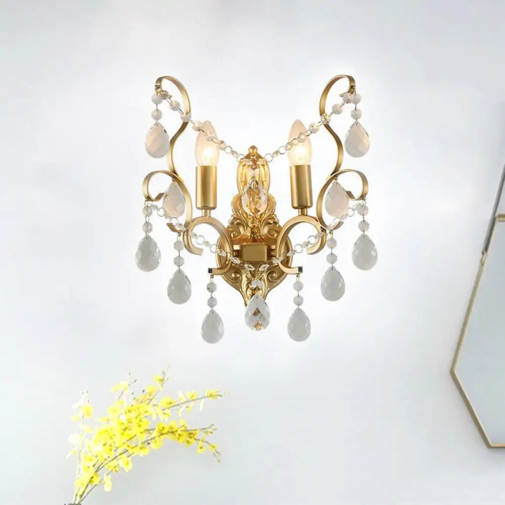 DecorBites™ Traditional Metal Candle Wall Lamp with Crystal Swag Accent - 1/2-Light Living Room Wall Mount Fixture