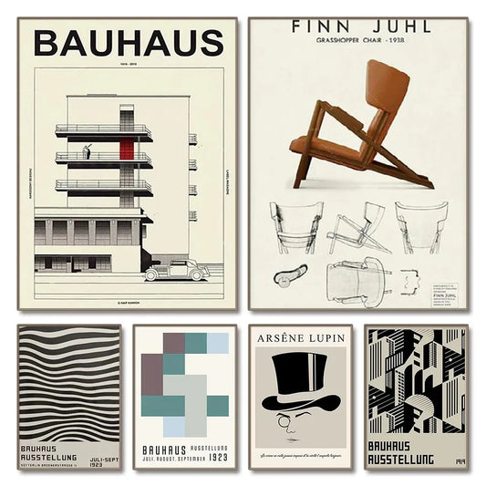 DecorBites™ Vintage Bauhaus Black & White Canvas Print