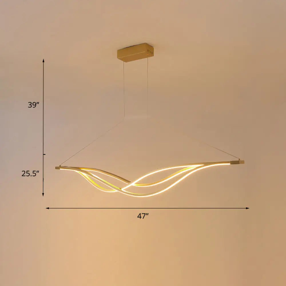 DecorBites™ Wave-shaped Metal LED Island Light Fixture: Minimalist Hanging Lamp for Dining Room