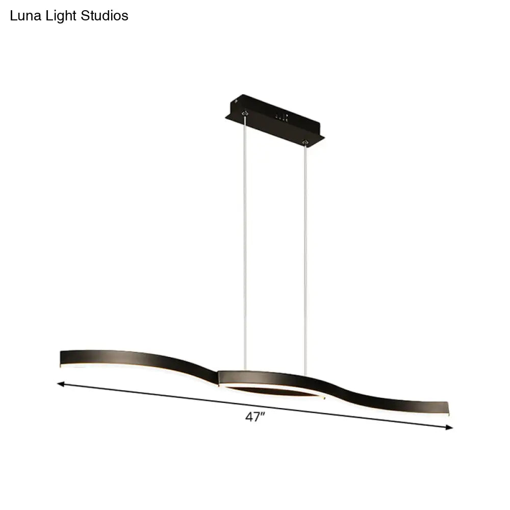 DecorBites™ Waves Island Lamp: Contemporary Aluminum LED Pendant Lighting - 39"/47" L - Black Fixture for Dining Room