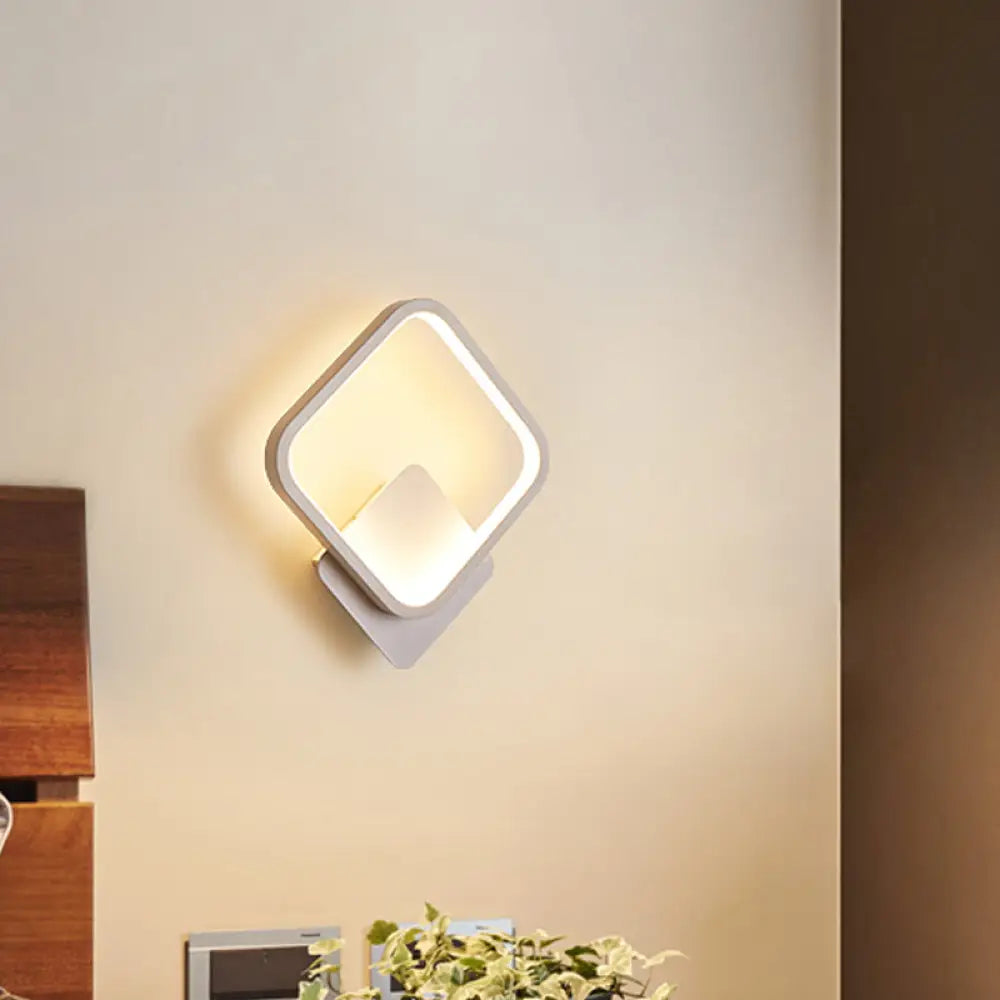 DecorBites™ White LED Fillet Square Ring Acrylic Sconce Light - Wall Mounted Lamp in Warm/White Light, 10"/12" Wide