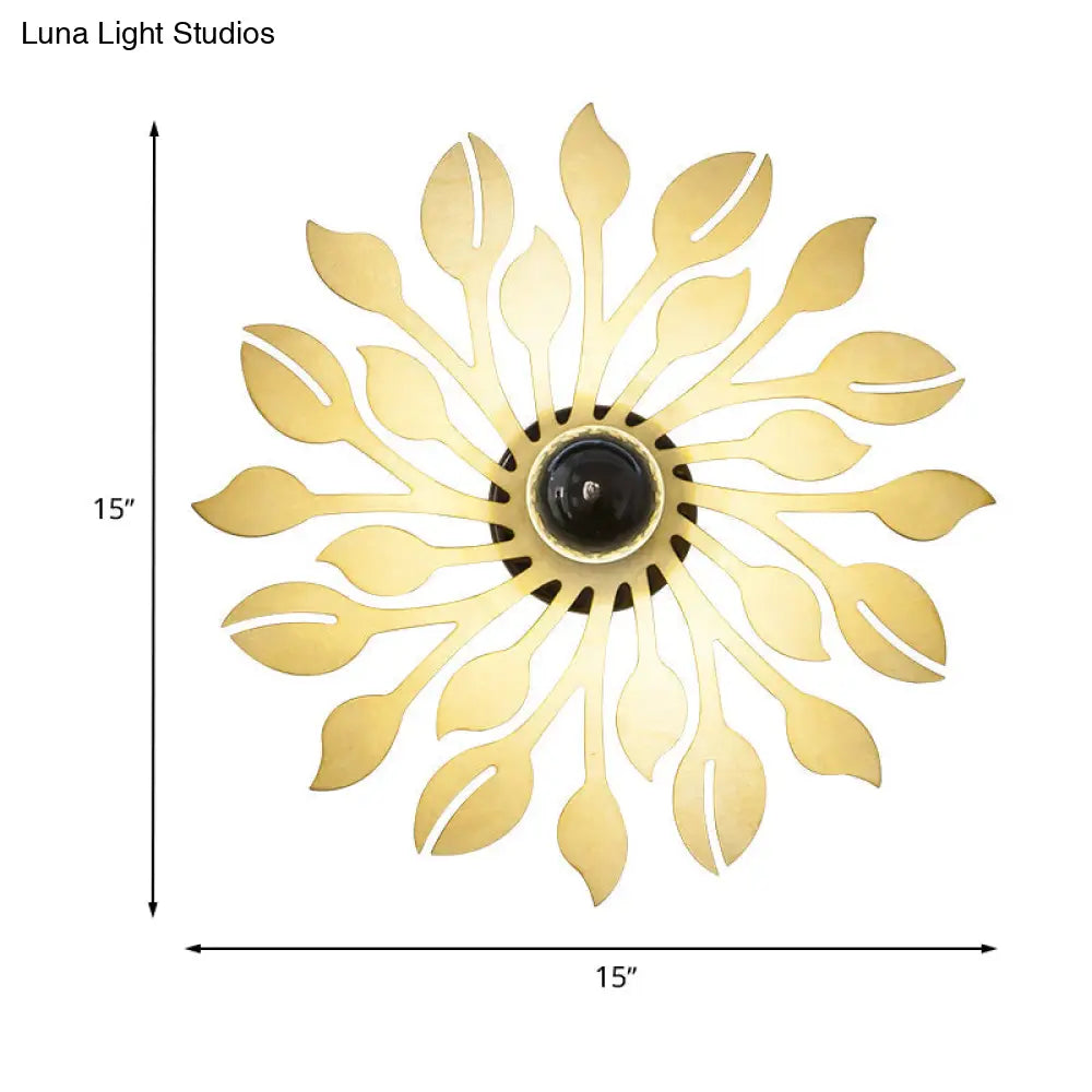 DecorBites™ Wooden Floral Wall Sconce: Simple Style, 1 Head Beige Lighting Fixture for Bedroom