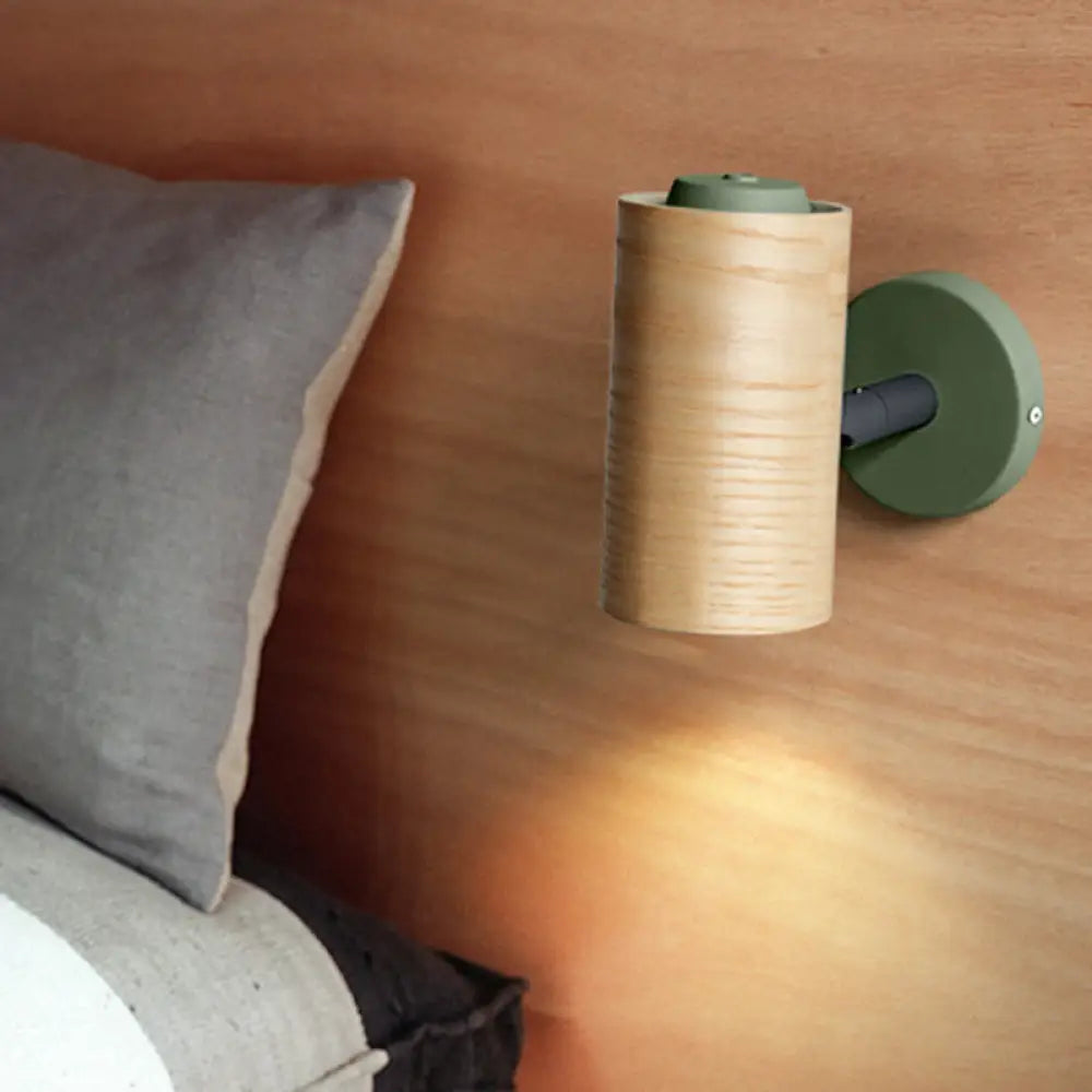 DecorBites™ Wooden Wall Mounted Macaron Sconce Light Fixture - 1 Head Tube Lamp in Yellow/Green/Blue for Bathroom