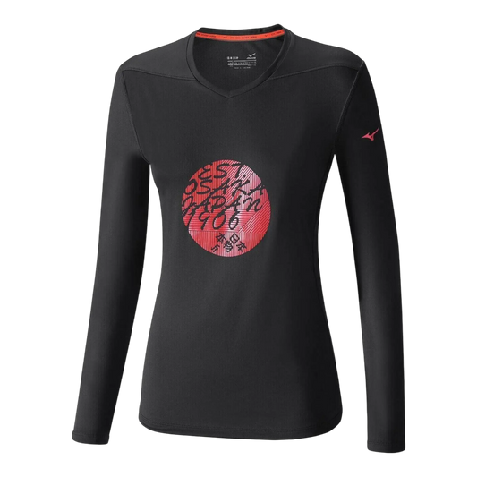 Mizuno Core Men Running Shirt Black Long Sleeve V-Neck