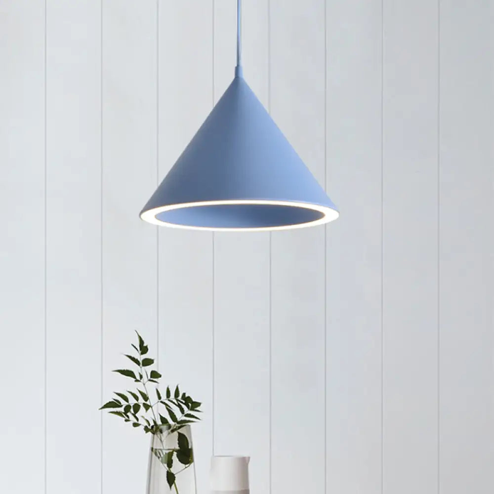 DecorBites™ 10"/12.5" Diameter 1 Light Conical Hanging Lamp Nordic Stylish Black/Blue Metal Pendant Light over Table