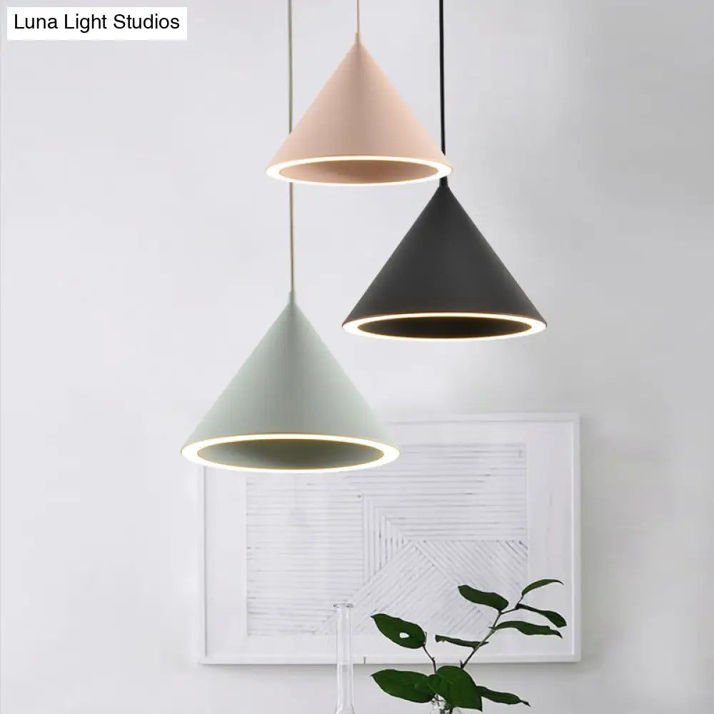 DecorBites™ 10"/12.5" Diameter 1 Light Conical Hanging Lamp Nordic Stylish Black/Blue Metal Pendant Light over Table