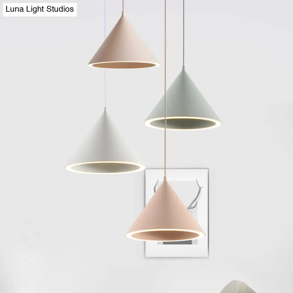 DecorBites™ 10"/12.5" Diameter 1 Light Conical Hanging Lamp Nordic Stylish Black/Blue Metal Pendant Light over Table