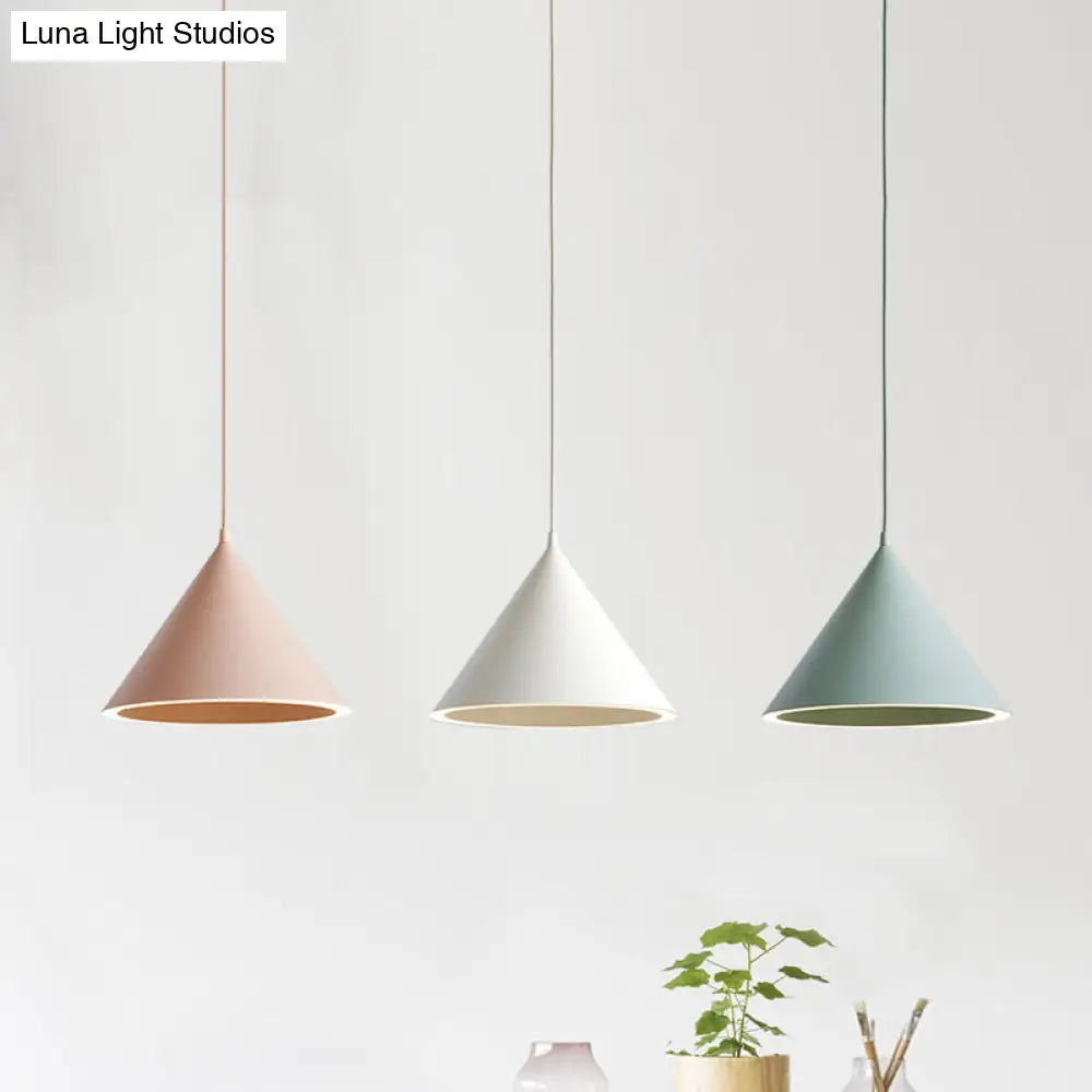 DecorBites™ 10"/12.5" Diameter 1 Light Conical Hanging Lamp Nordic Stylish Black/Blue Metal Pendant Light over Table