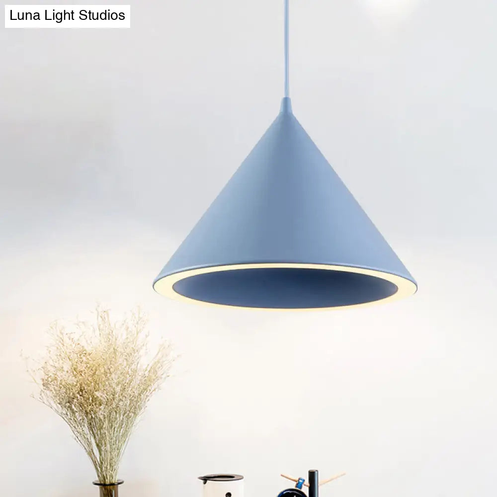 DecorBites™ 10"/12.5" Diameter 1 Light Conical Hanging Lamp Nordic Stylish Black/Blue Metal Pendant Light over Table