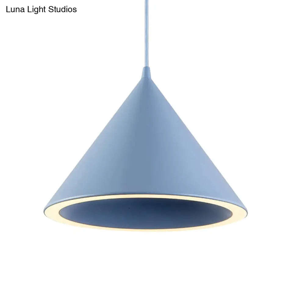 DecorBites™ 10"/12.5" Diameter 1 Light Conical Hanging Lamp Nordic Stylish Black/Blue Metal Pendant Light over Table