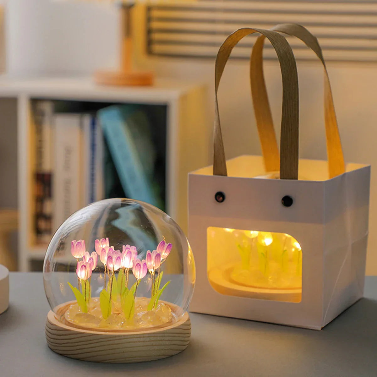 DecorBites™ 10/20Pcs Tulip Night Light Battery Operated Tulip Flower Table Lamp DIY Simulation Tulip LED Nightlight Handmade Bedside Light