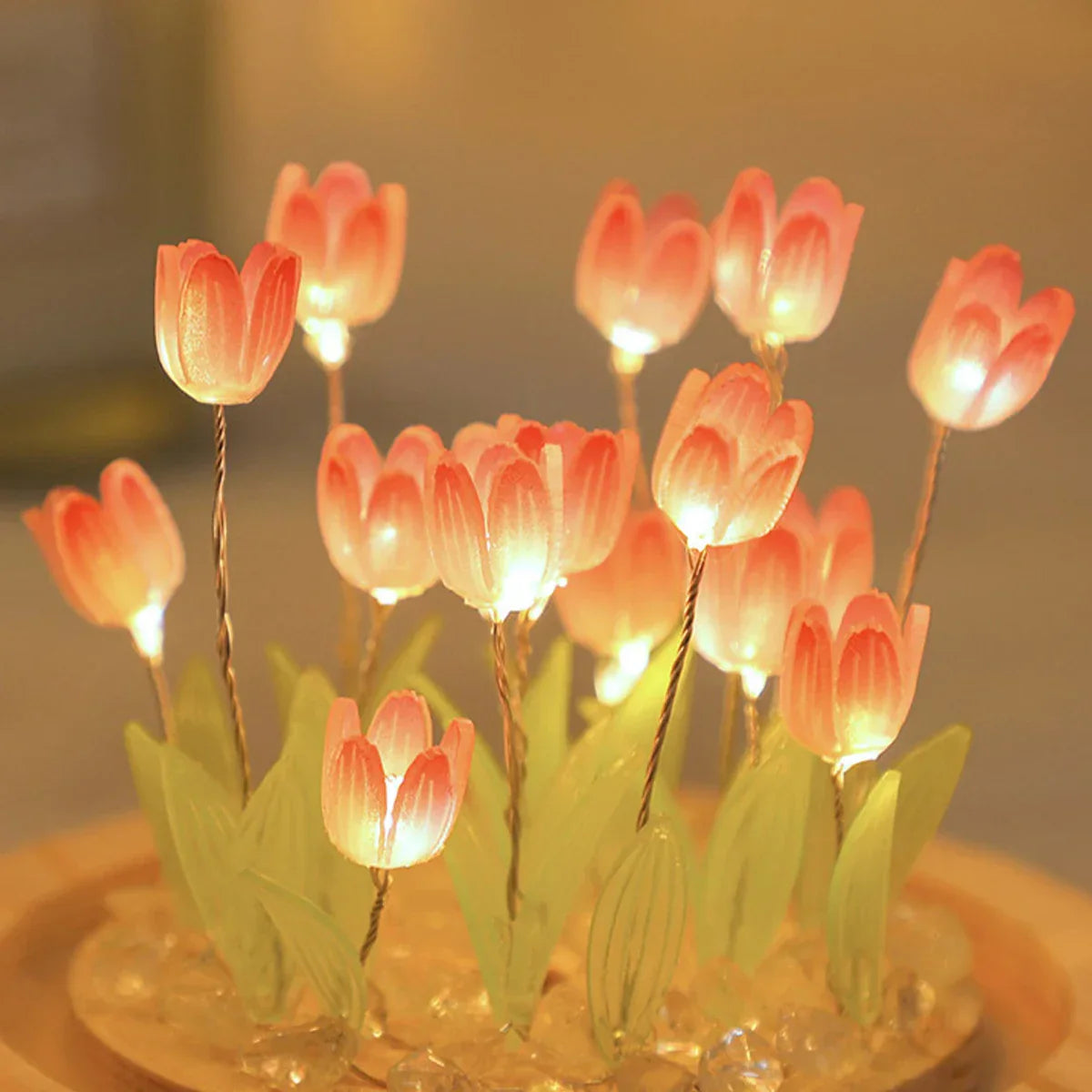 DecorBites™ 10/20Pcs Tulip Night Light Battery Operated Tulip Flower Table Lamp DIY Simulation Tulip LED Nightlight Handmade Bedside Light