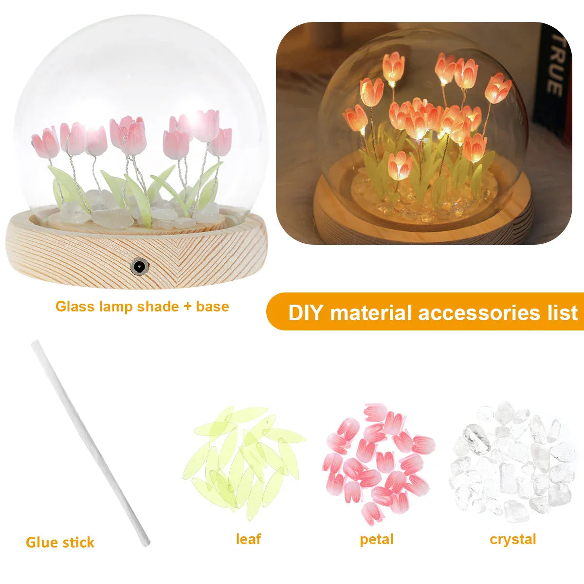 DecorBites™ 10/20Pcs Tulip Night Light Battery Operated Tulip Flower Table Lamp DIY Simulation Tulip LED Nightlight Handmade Bedside Light