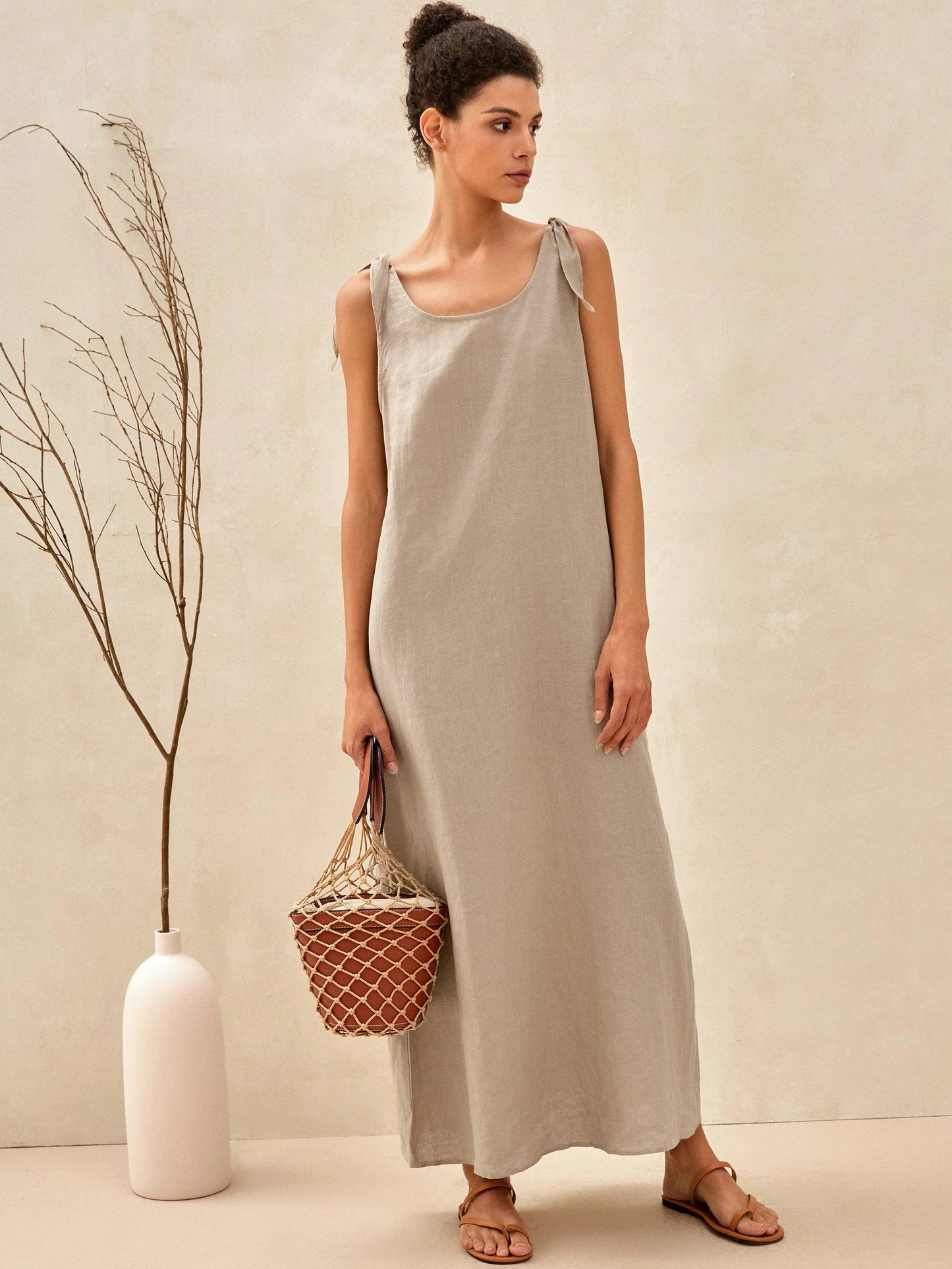 100% Linen Camisole Dress QEARL