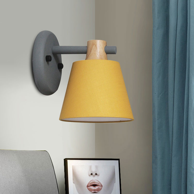 DecorBites™ Rotatable Nordic Bucket Wall Lamp - 1 Light Fabric Lighting for Child's Bedroom or Stairwell