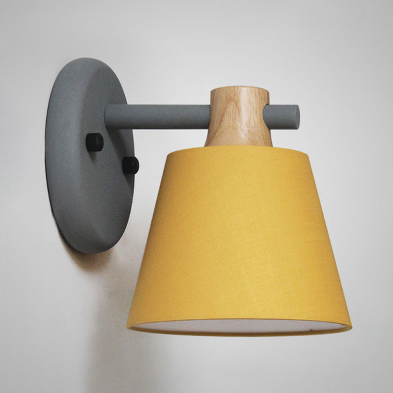 DecorBites™ Rotatable Nordic Bucket Wall Lamp - 1 Light Fabric Lighting for Child's Bedroom or Stairwell