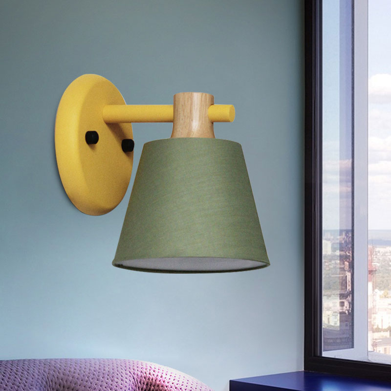 DecorBites™ Rotatable Nordic Bucket Wall Lamp - 1 Light Fabric Lighting for Child's Bedroom or Stairwell