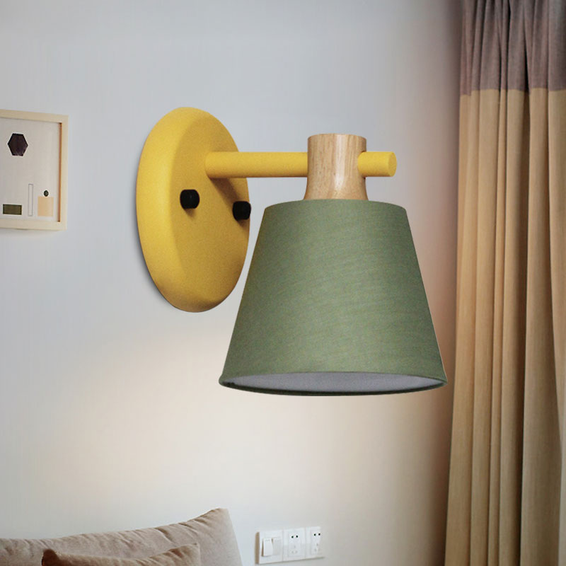 DecorBites™ Rotatable Nordic Bucket Wall Lamp - 1 Light Fabric Lighting for Child's Bedroom or Stairwell