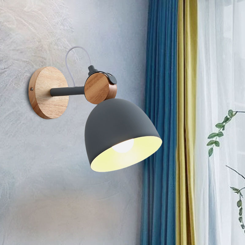 DecorBites™ Nordic Wall Lamp with Angle-Adjustable Domed Shade and One Light for Bedroom