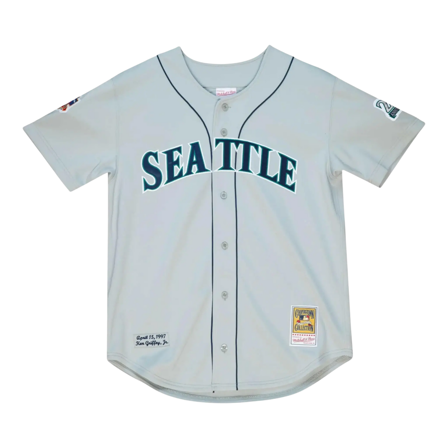 Mitchell & Ness Authentic Seattle Mariners 1997 Ken Griffey Jr. Men Baseball Jersey Grey