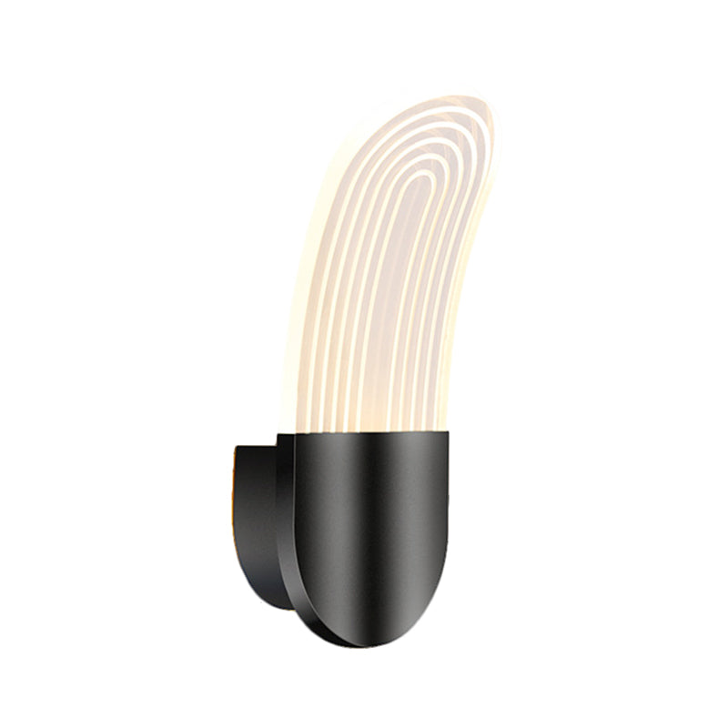 DecorBites™ Contemporary Acrylic LED Bedside Wall Lamp: Curved Oval Sconce Light in Black/Gold