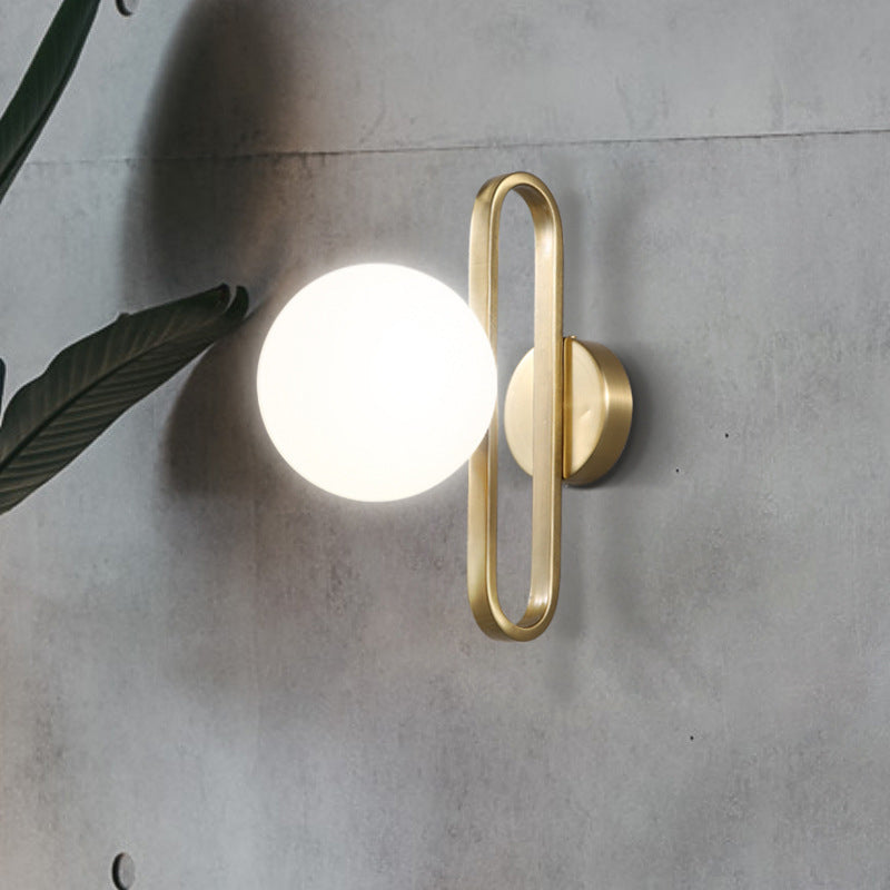DecorBites™ Opal Glass Sphere Sconce Light - Single Light Gold Wall Lighting with Oblong Decor