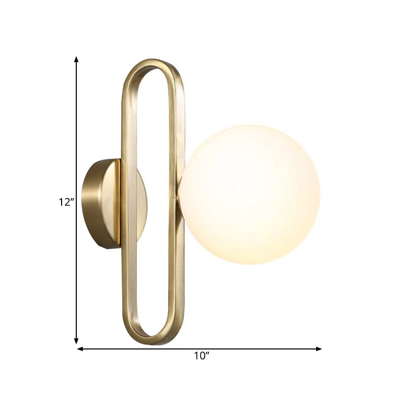 DecorBites™ Opal Glass Sphere Sconce Light - Single Light Gold Wall Lighting with Oblong Decor