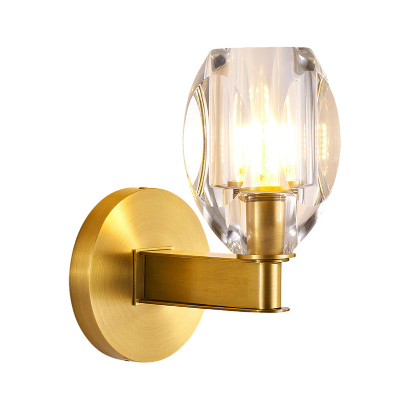 DecorBites™ Oval Crystal Wall Light Fixture with 1 Bulb, Contemporary Design, Gold Finish