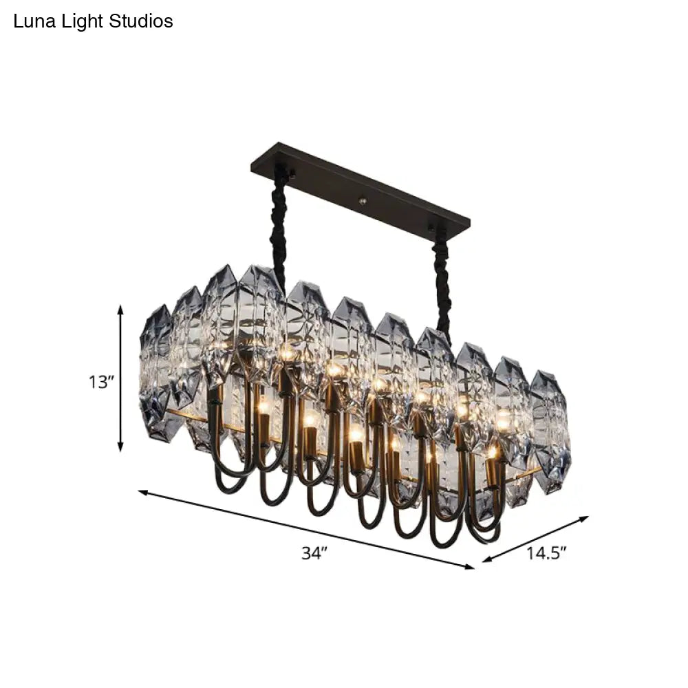 DecorBites™ 14-Head Crystal Flute Hanging Ceiling Light in Swirled Black - Sleek Island Lighting Idea
