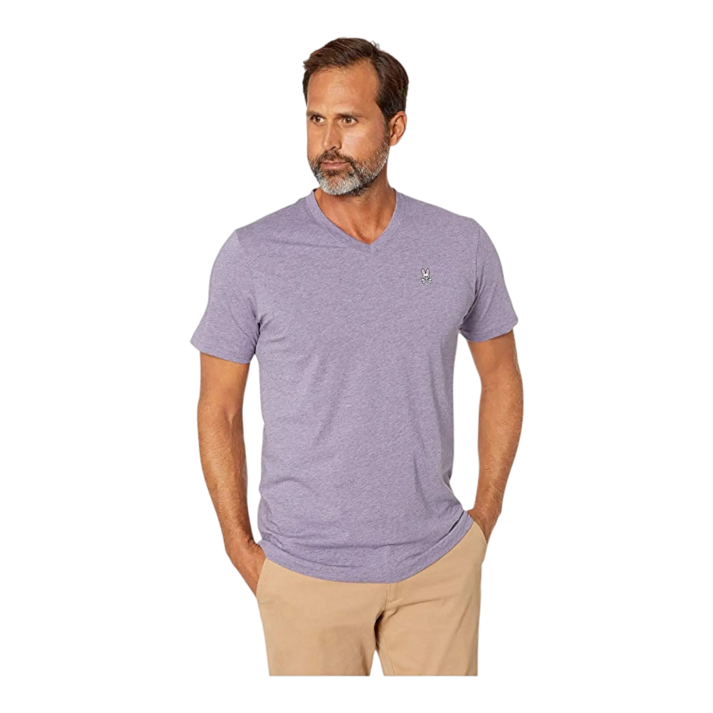 Psycho Bunny Classic V-Neck Men T-Shirt Heather Allium
