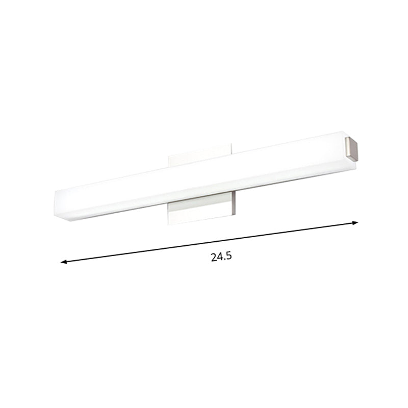 DecorBites™ Modern LED Wall Sconce with Acrylic Shade, Chrome Finish, Rectangular Vanity Lighting in Warm/White Light - 16.5"/24.5" Dia