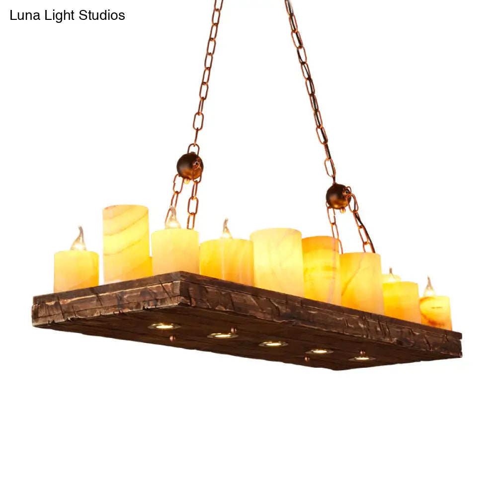 DecorBites™ 16-Light Yellow Restaurant Pendant Lighting with Wood Candlestick Island Light Fixture
