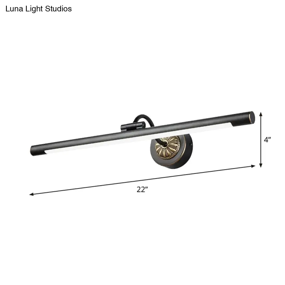 DecorBites™ 17-22" Modish Swing Arm Wall Lamp with LED Black Vanity Mirror Light