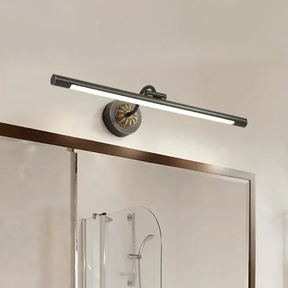 DecorBites™ 17-22" Modish Swing Arm Wall Lamp with LED Black Vanity Mirror Light