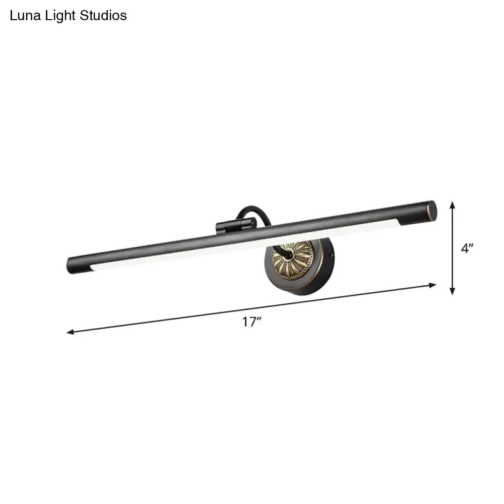 DecorBites™ 17-22" Modish Swing Arm Wall Lamp with LED Black Vanity Mirror Light