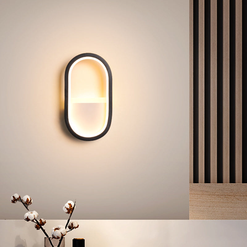 DecorBites™ Mini Aluminum Ellipse LED Wall Lamp in Simplicity White/Black - Warm/White Light