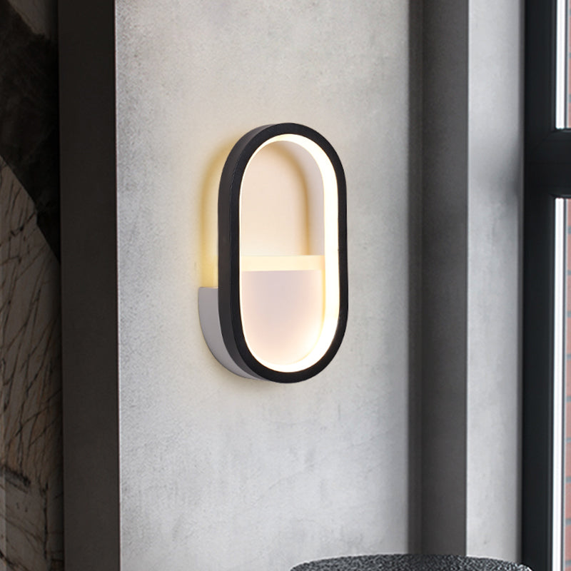 DecorBites™ Mini Aluminum Ellipse LED Wall Lamp in Simplicity White/Black - Warm/White Light