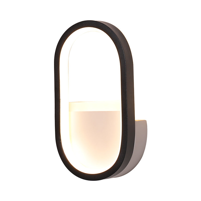 DecorBites™ Mini Aluminum Ellipse LED Wall Lamp in Simplicity White/Black - Warm/White Light