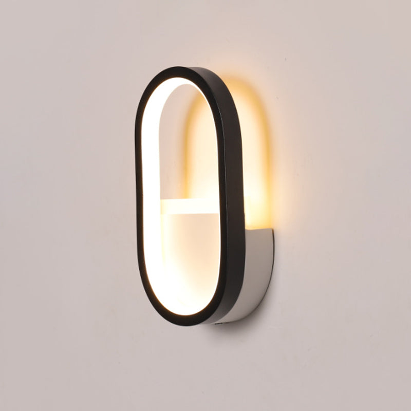 DecorBites™ Mini Aluminum Ellipse LED Wall Lamp in Simplicity White/Black - Warm/White Light